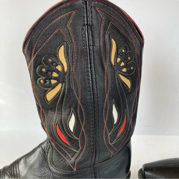 Vtg ACME Shorty Pee Wee Cowgirl boots snip toe Sz 9 Womens Western Rodeo Inlay - Picture 6 of 14